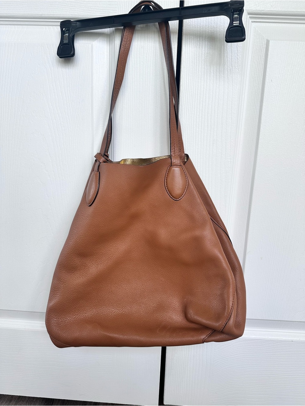Michael Kors Cognac Pebbled Leather Shoulder Bag with MK Charm - Picture 6 of 6